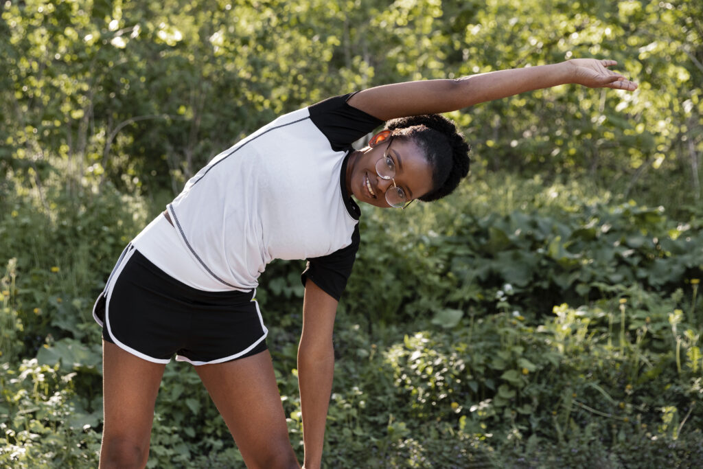 beautiful woman working out outdoors